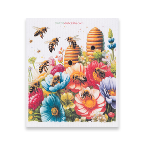 Eco-Friendly Swedish Dishcloths - Mixed Bees Set of 3 (Paper Towel Replacements, One of Each Design)