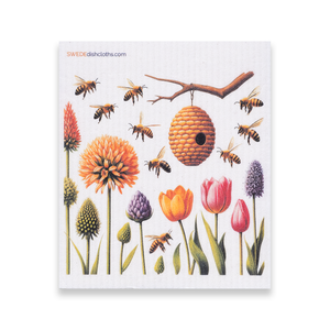 Eco-Friendly Swedish Dishcloths - Mixed Bees Set of 3 (Paper Towel Replacements, One of Each Design)