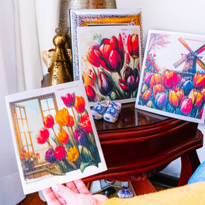 Eco-Friendly Swedish Dishcloths - Tulips Window Set of 3 (Paper Towel Replacements)