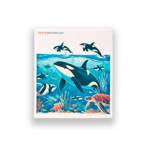 Eco-Friendly Swedish Dishcloths - Mixed Whales Set of 3 (Paper Towel Replacements, One of Each Design)