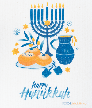 Swedish Dishcloths Mixed Hannukah Set of 3 (One of each design) cloths Eco Friendly Absorbent Cleaning Cloth