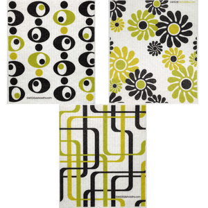 Modern Patterns Set of 3 cloths (One of each design) Swedish Dishcloths