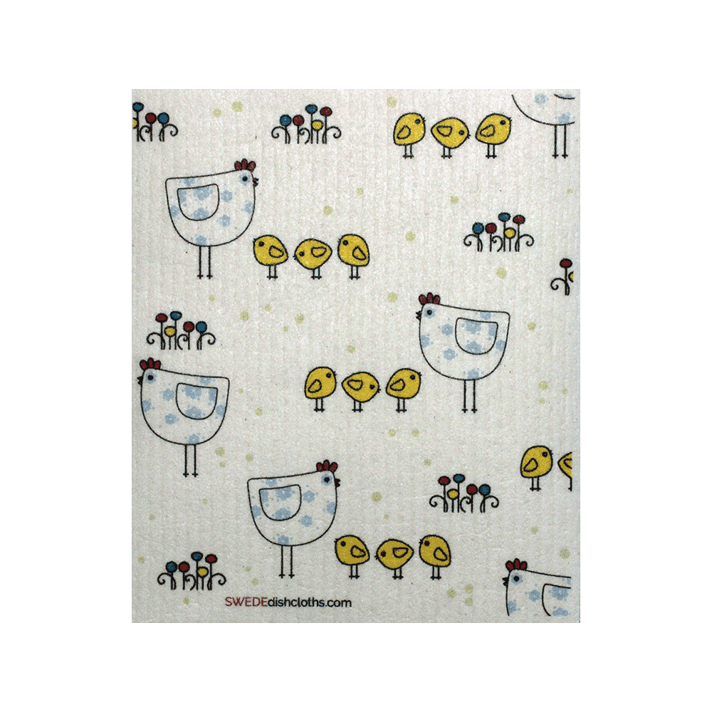 Chicken Family One Swedish Dishcloth