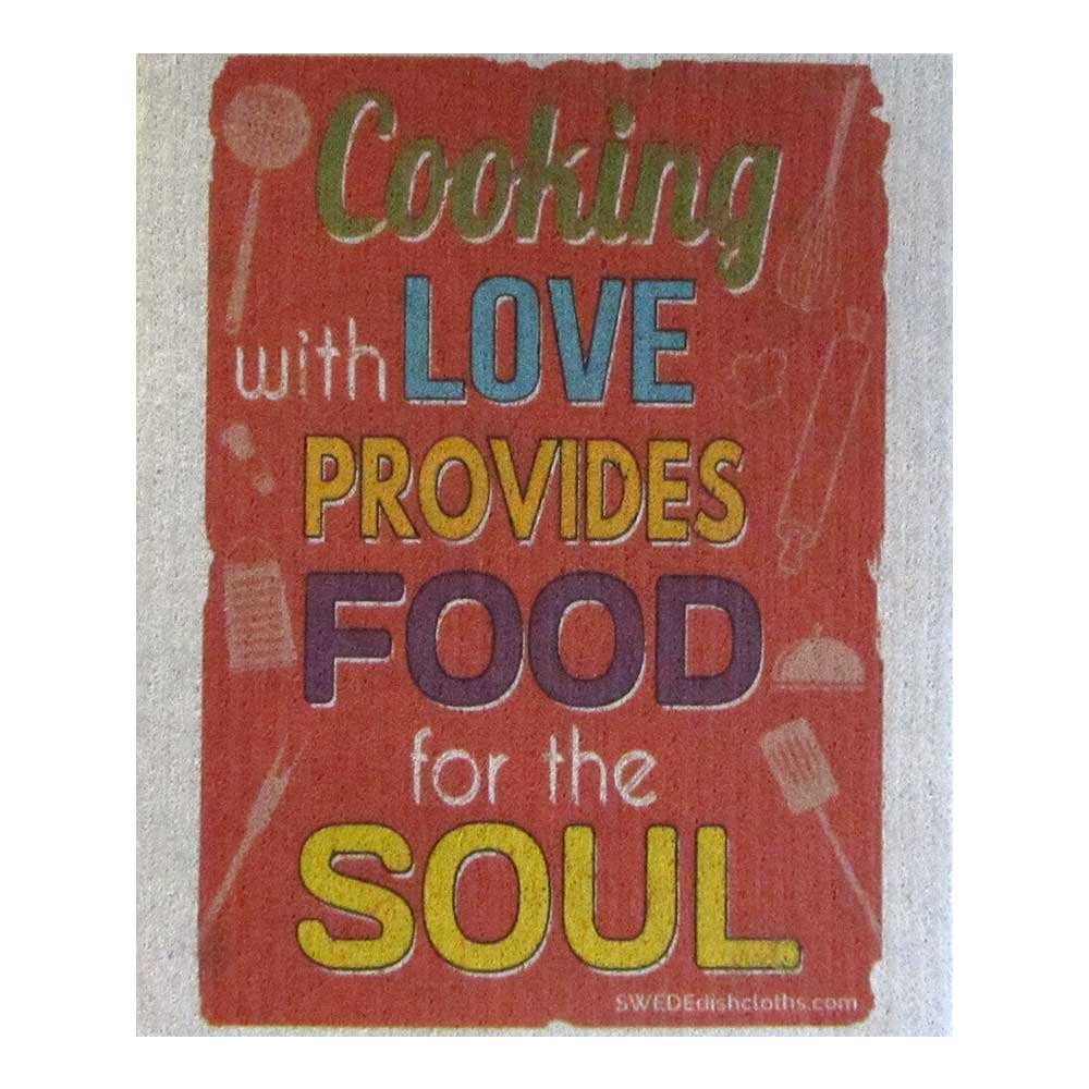 Food for the Soul on Gray  One cloth Swedish Dishcloths | ECO Friendly Absorbent Cleaning Cloth