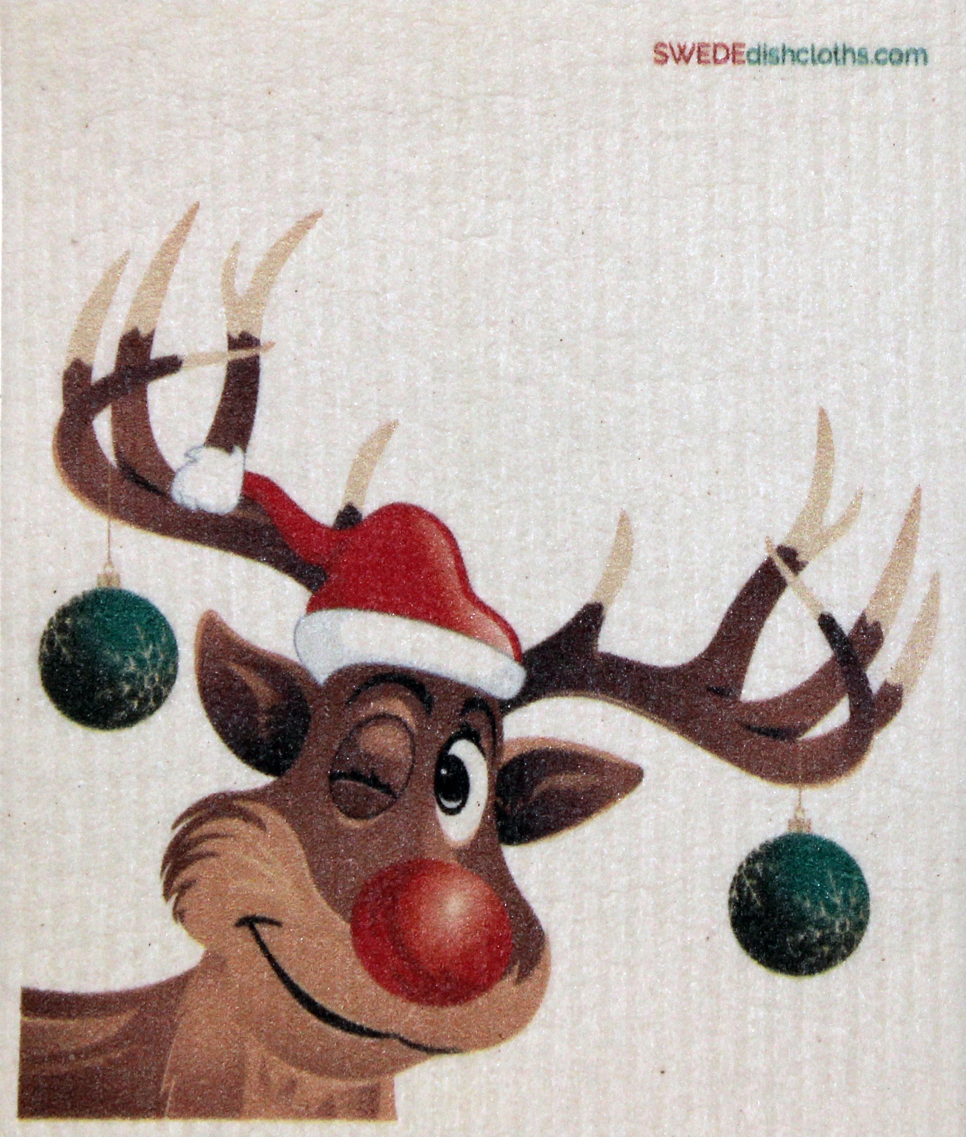 Winking Reindeer One cloth Swedish Dishcloths | ECO Friendly Absorbent Cleaning Cloth