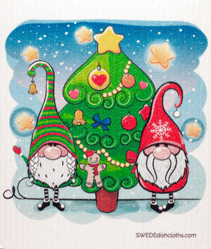 Christmas Two Gnomes Single Cloth | ECO Friendly Absorbent Cleaning Cloth