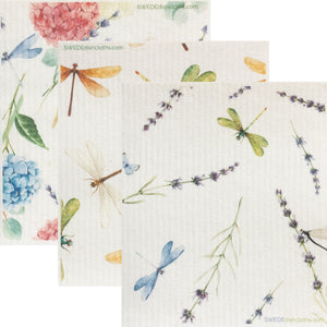 Swedish Dishcloth Mixed Dragonfly Set of 3 Spongelcoths