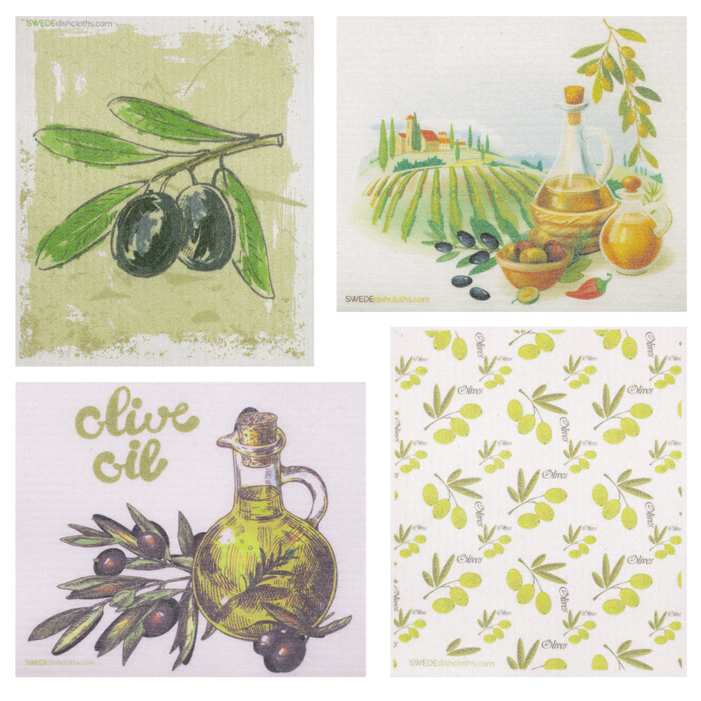 Mixed Olives Set of 4 (One of each design) Paper Towel Replacements | Swededishcloths