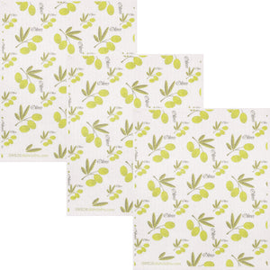 Olive Collage Set of 3 Swedish Dishcloths