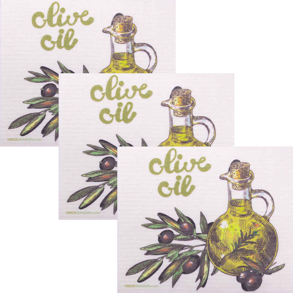 Olive Oil Set of 3 Swedish Dishcloths