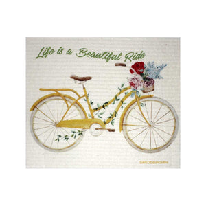 Swedish Dishcloths "Beautiful Life Bike" One Dishcloth | ECO Friendly Reusable Absorbent Cleaning Cloth