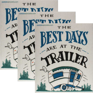 Swedish Dishcloths Best Days at the Trailer Set of 3 cloths Eco Friendly Absorbent Cleaning Cloth