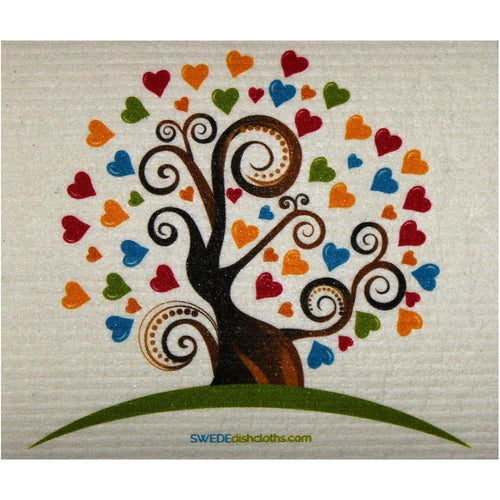 Heart Tree ONE each Swedish Dishcloth | ECO Friendly Absorbent Cleaning Cloth | Reusable Cleaning Wipes - SWEDEdishcloths.com